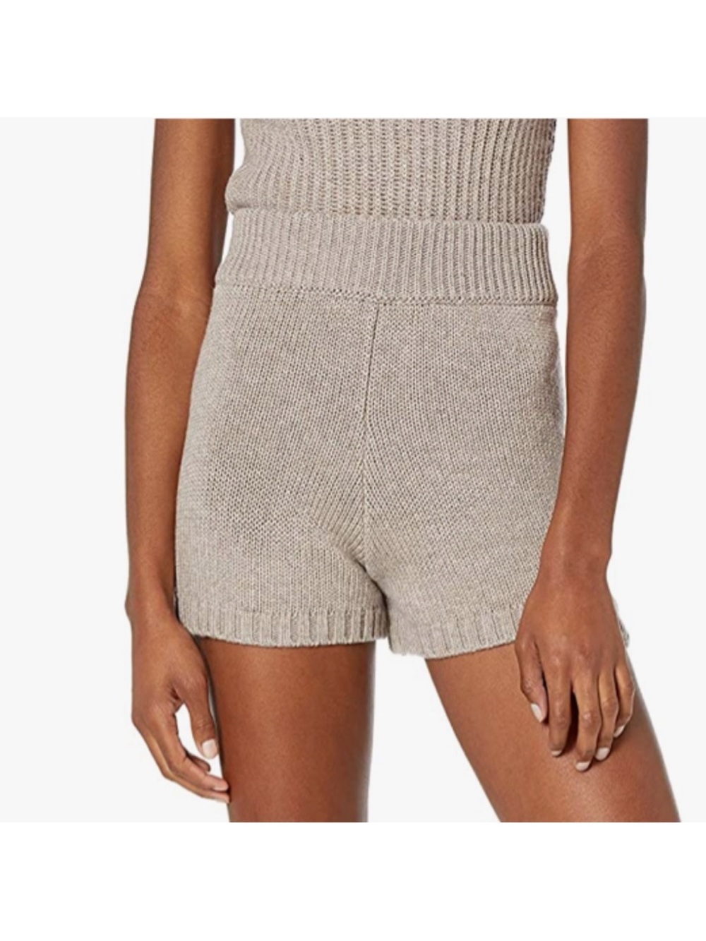 The Drop Women's Pull-On Sweater Knit Short in Heather Mushroom Size M